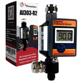 Ai303-r2 Le Lematec Digital Air Pressure Regulator And Filter With Water Separator 1/4 Npt Moistu