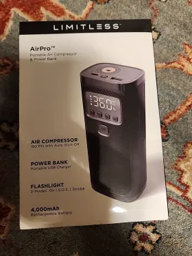 Limitless Innovations 855854004007 Airpro Portable Air Compressor And Power Bank New