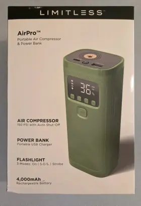Lim-ap4b1-057 Limitless Innovations Airpro Portable Air Compressor And Power Bank Brand New Sealed