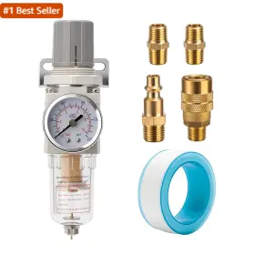 Dlj-002-1 Lnchka Pneumatic Air Compressor Filter Regulator Combo 1/4 Inch Npt 150 Psi With Adjustable Ga