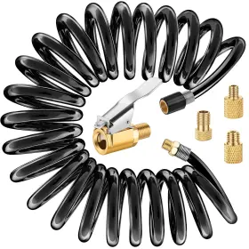 Ltac116a Lumiteco 649226714355 9.8 Ft Extension Recoil Air Hose Adapter Clip-on Chuck With Presta Valve Ad