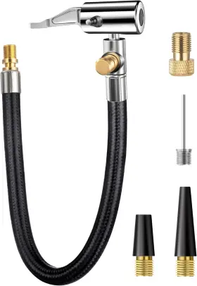 Lumiteco 649226714423 Quick Connect Tire Chuck Hose Valve Extension Tube With Presta And Air Pump Ba