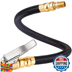 Lumiteco B0dgsf6z6c 12 Inch Tire Inflator Extension Hose Clip-on Air Chuck For Car Motorcycle