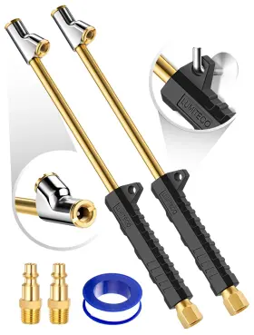Lumiteco Ltac105a4249 2 Pack 12 Inch Extended Reach Dual Head Air Chuck 2-way Connection 1/4 Fnpt