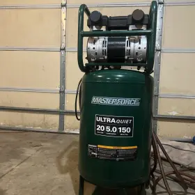 207-1504 Masterforce 20 Gal 150 Psi Ultra Quiet Portable Electric Vertical Air Compressor Dual Pump