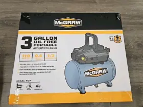 Mcgraw 193175417527 - 3 Gallon Oil Free Portable Air Compressor 120 Volt New In Box