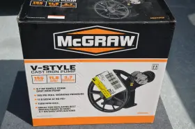 Mg37hpss Mcgraw 3.7 Hp 155 Psi 1 Stage V-style Cast Iron Air Compressor Pump