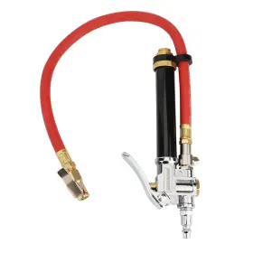 Mb014 Measureman Heavy Duty Bayonet Style Tire Inflator Aluminum Body 20 Inch Red Hose