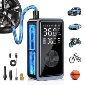 Meikakka 722549920754 Tire Inflator Portable Air Compressor - 150psi Cordless Pump Dark Black