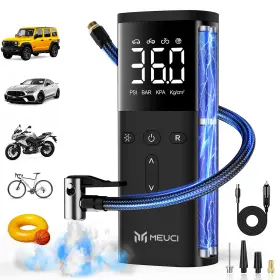 Meuci 766757412205 Tire Inflator Portable Air Compressor - Fast Cordless Pump For Car