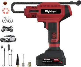 Mightiger 762949915769 Tire Inflator 20v Cordless Mini Air Compressor Dc 12v Portable Handheld Car