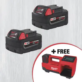 5059028 Milwaukee Special Buy M18 Xc5.0 Battery 2-pack With Free 18v Cordless Tire