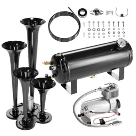 Mine Shinesun 631060101514 150db Train Air Horn Kit 4 Kits For 150 Psi 12v Compressors 6l Black