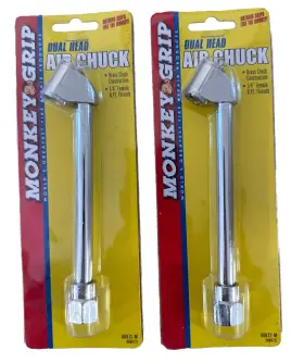 08872-m Monkey Grip Lot Of 2 Dual Head Air Chuck Brass 1/4 Inch Female Npt Threads