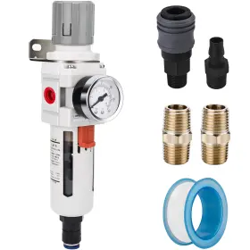 Nanpu 730718109107 1/2 Npt Compressed Air Filter Regulator Combo Piggyback Auto Drain 5 Micron Bras