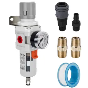Nanpu 783710576835 Compressed Air Filter Regulator Combo 1/2 Inch Npt 5 Micron Brass Element With Gauge