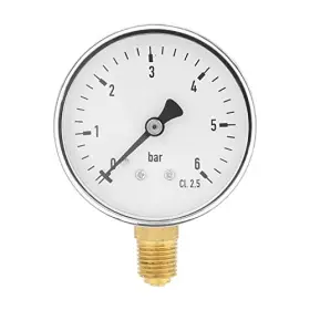 Noennull Noennullihgkg6t3yp 1/4 Npt Air Hydraulic Pressure 0-6 Bar Side Mount Manometer