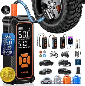 Olarhike 445015395384 Tire Inflator Portable Air Compressor Dual Power - 6000mah And 12v Dc C