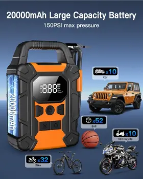 A501 Omq Portable Air Compressor And Power Bank 200000 Mah Led Never Used Display
