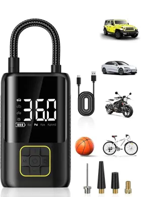 Ajt-8566 Omq Tire Inflator Portable Air Compressor 150 Psi Pump For Car Tires One Click