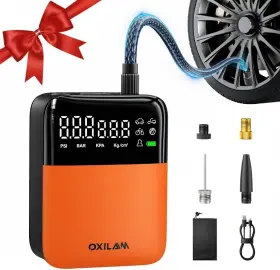 Oxilam 705353496424 C1 Tire Inflator Portable Air Compressor - Rechargeable 3x Faster Pum