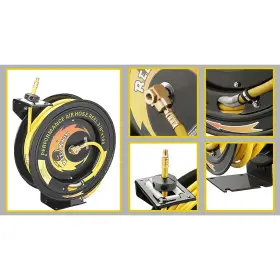 D630468 Pentagon Tools 3/8 300 Psi Retractable 100ft Ft Air Hose Reel Professional Industrial Grade