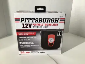 70622 Pittsburgh 12v Portable Tire Inflator With Led Light Great For Road Trips