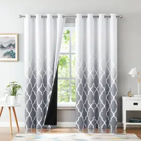 034-0226rp Powermate Ombre Full Blackout Curtains 84 Inches Long 2 Panels For Living Room Bedroom Gre