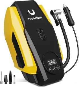 Powools 445039653675 Tire Inflator Portable Air Compressor - Pump For Car Tires 12v Dc Compact
