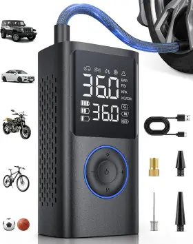 Powools 726084509078 Tire Inflator Portable Air Compressor 150 Psi Cordless Bike Pump P