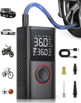 Atj-006 Powools Tire Inflator Portable Air Compressor 150 Psi Cordless Mini Bike Pump