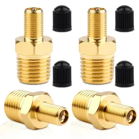 242764-us Pretwad 4pcs Brass Air Inflator Adapter 1/4 Npt M To Standard Schrader Valve - Tir