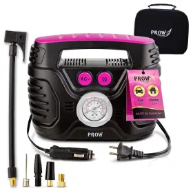 Prow 860002296814 Electric Air Compressor Portable Tire Inflator With Analog Pressure Gauge