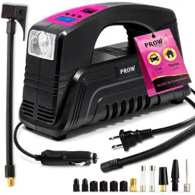 Prow 860002296852 Electric Air Compressor Tire Inflator Ac/dc Portable For Car 12v 110v