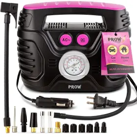 Prow 860002296876 Portable 12v/110v Air Compressor Tire Inflator Analog Gauge Pump For Car Bike