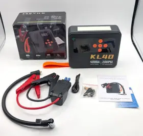 4000a Pskikkp Kl40 12v Jump Starter 26000mah Tire Inflator - Black