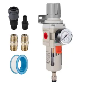 Pudusi 313046954962 3/8 Inch Air Compressor Regulator And Filter In Line Combo With Gauge Compressed