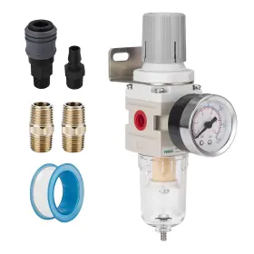 Pudusi 313056449410 1/4 Inch Npt Compressed Air Filter Regulator Combo Compressor Water Separator