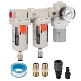 Pudusi 974441380080 1/2 Inch Npt Compressed Air Double Filter And Regulator Drying System Com