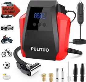 Pulituo Hm-12217-red Tire Inflator Portable Air Compressor - Car Accessories 12v Dc Pump