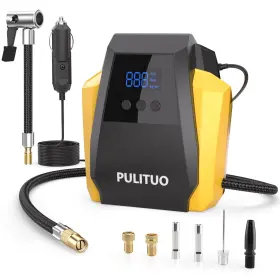 Hm-12217-yellow Pulituo Portable Air Compressor For Car Tires 12v Dc Tire Inflator With Digi