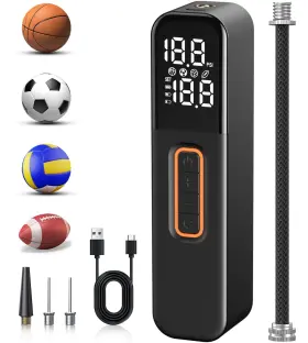 Pumptiva 747462677165 Electric Ball Pump Sports Air With Digital Lcd Display 2 Needle And St