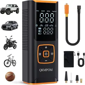 Qkmpom 711182002040 Tire Inflator Portable Air Compressor 6x Faster 180 Psi Cordless