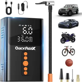 80pro Quickrisex 160 Psi Portable Air Compressor Stainless Steel Body Rechargeable Tire Inf