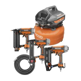 16ga Ridgid 445024171115 6 Gal Pancake Air Compressor With 18ga Brad Nailer Stapler