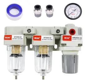 Dfr-02 Rih Ac2110 Pneumatics 1/4ftft Nptcompressed Air Double Filter And Regulator Dryi