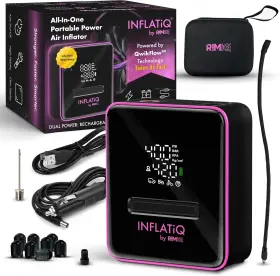 Rimiq 850056698351 Inflatiq By Tire Inflator Pink - Powerful Award-winning Qwikflow Technolo