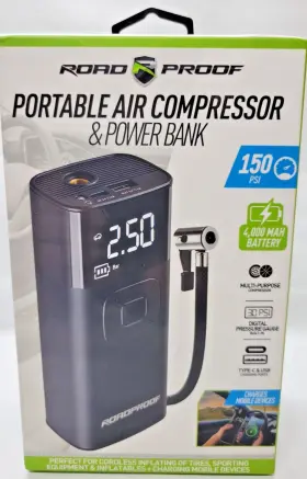 Rpf12vair Road Proof Portable Air Compressor And Power Bank 150 Psi4000 Mah Battery