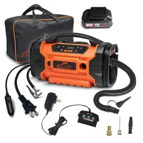Roofpax 017247648261 Tire Inflator Portable Air Compressor For Car Tires 3 Power Sources Ac/dc And B
