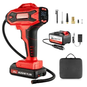 Rushkylin 738065856002 Cordless Tire Inflator Portable Air Compressor 160psi Pump With 21v Rech Rushkylin 738065856002 Cordless Tire Inflator Portable Air Compressor 160psi Pump With 21v Rech